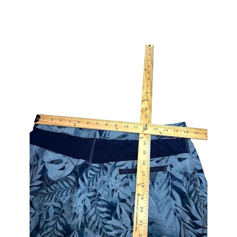 Speedo Swim Trunks Blue Floral Print Sz‎ Medium Drawstring Waist Pockets Lined